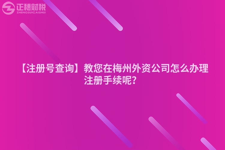 【注冊號查詢】教您在梅州外資公司怎么辦理注冊手續呢？