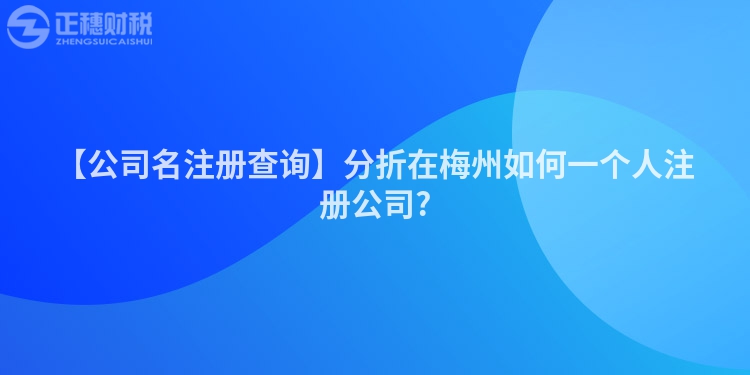 【公司名注冊查詢】分折在梅州如何一個人注冊公司?