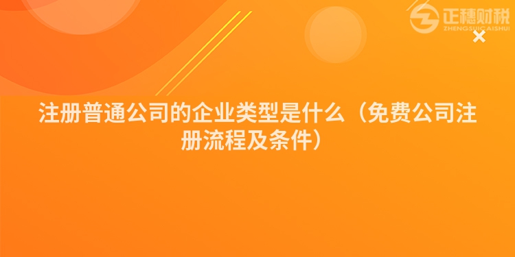 注冊普通公司的企業(yè)類型是什么（免費公司注冊流程及條件）