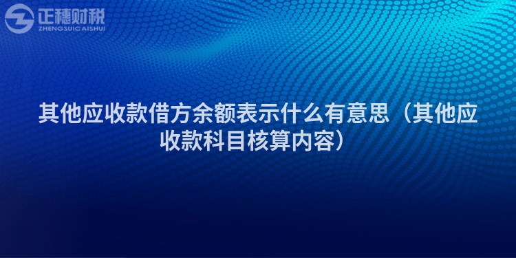 其他應收款借方余額表示什么有意思（其他應收款科目核算內容）
