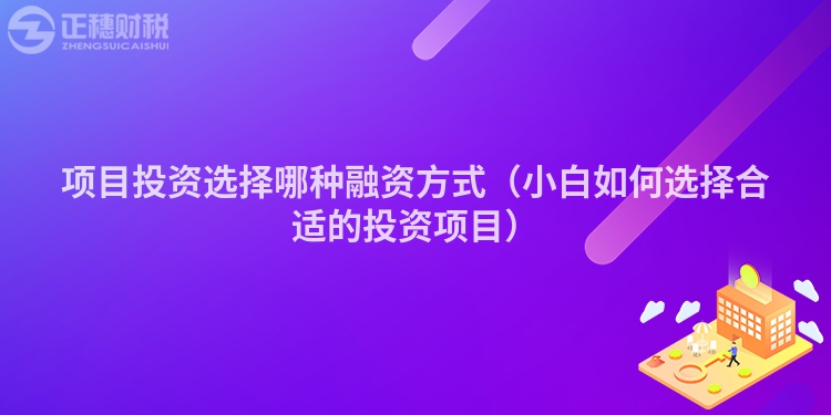 項目投資選擇哪種融資方式（小白如何選擇合適的投資項目）
