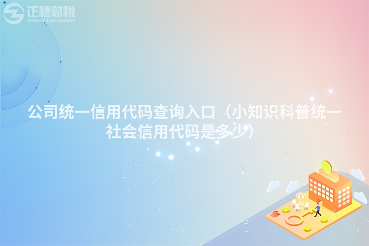 公司統一信用代碼查詢入口（小知識科普統一社會信用代碼是多少）