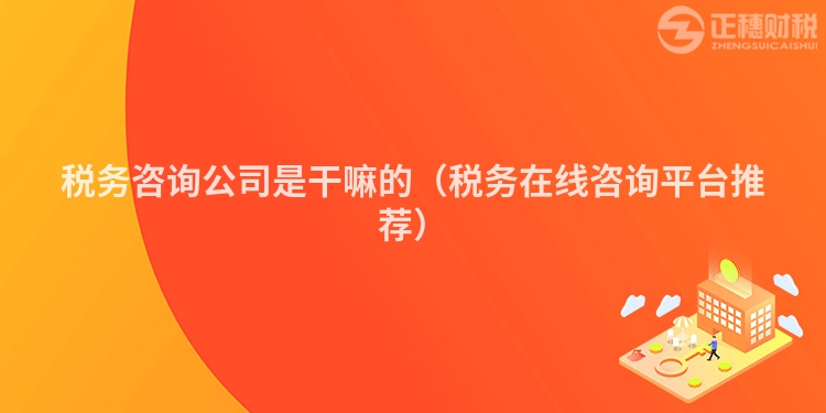 稅務咨詢公司是干嘛的（稅務在線咨詢平臺推薦）