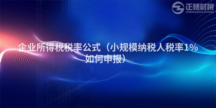企業所得稅稅率公式（小規模納稅人稅率1%如何申報）