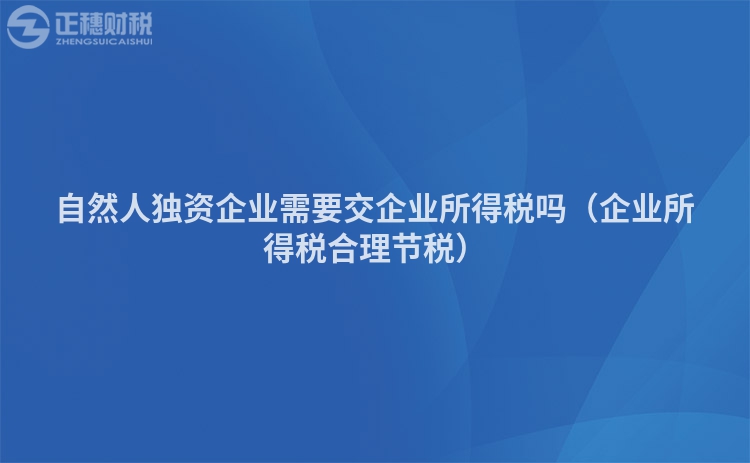 自然人獨資企業需要交企業所得稅嗎（企業所得稅合理節稅）