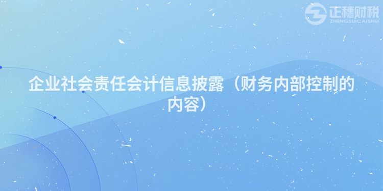 企業社會責任會計信息披露（財務內部控制的內容）