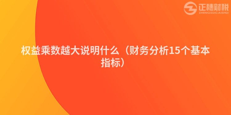 權(quán)益乘數(shù)越大說明什么（財務分析15個基本指標）